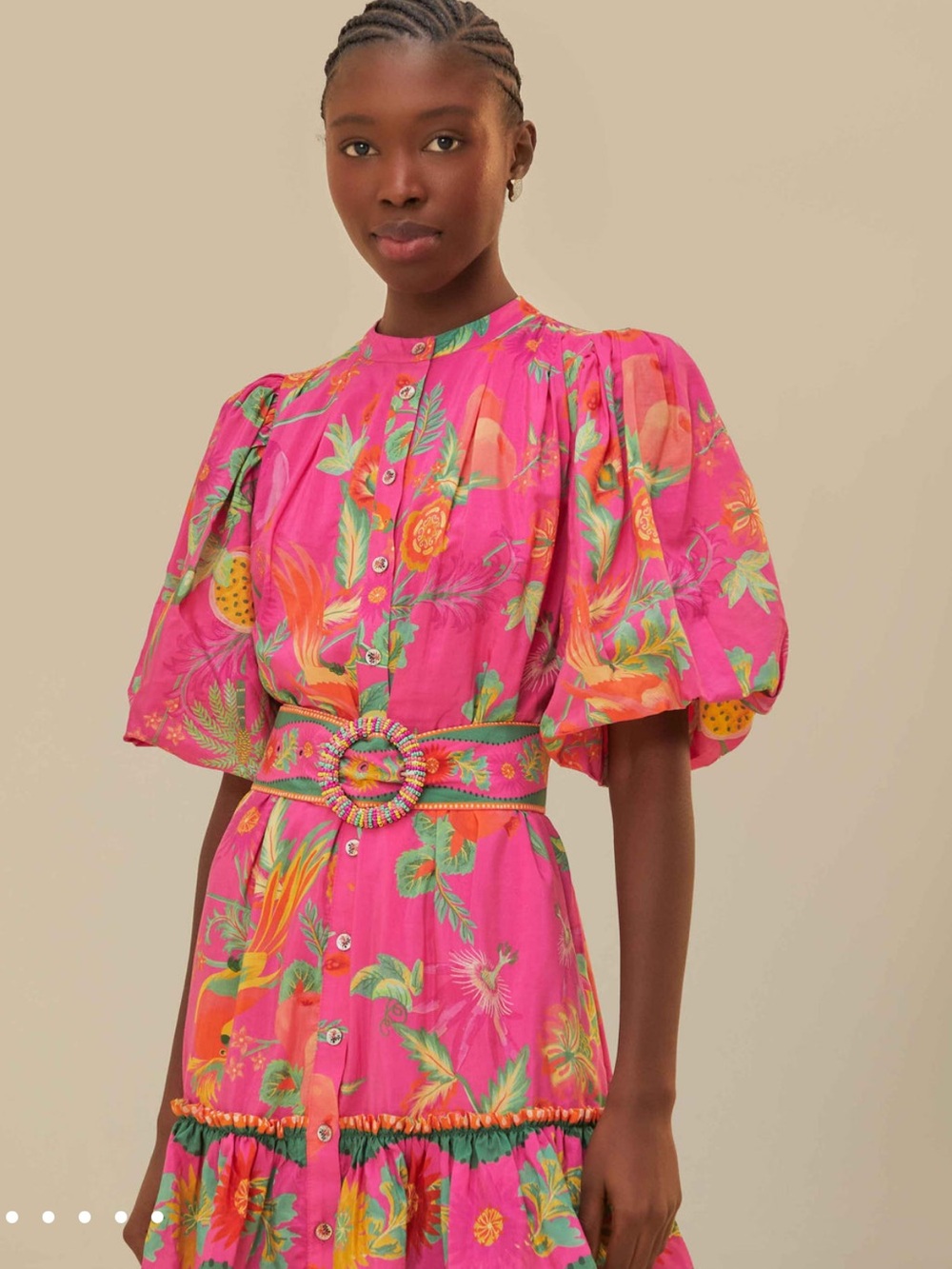 Farm Rio Pink Delicate Fruit Garden Mini Dress